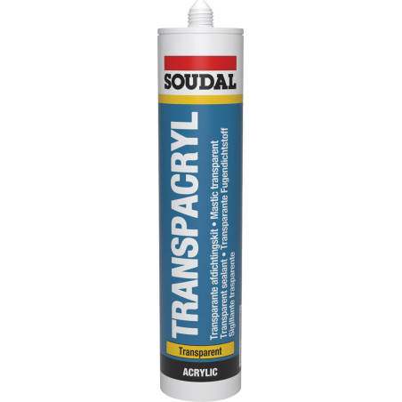 Selante acrílico SOUDAL Transpacryl, 102901, sem solventes, pintável, transparente, 310 ml