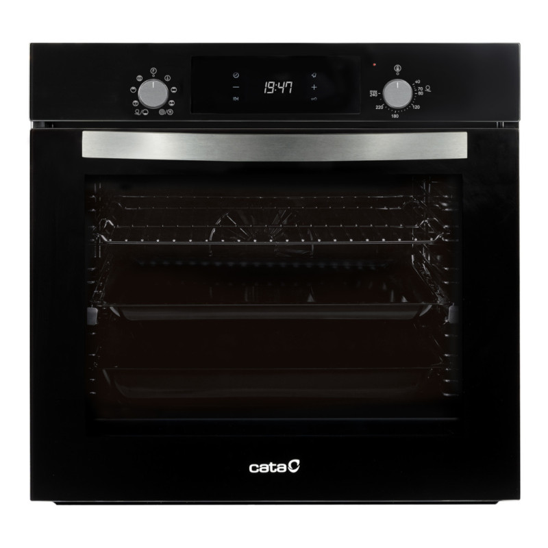 Forno multifunção de encastre CATA MDS 8008 BK, 8 funções, vidro preto, CE.A, 40ºC-240ºC, 80 lt, 60 cm