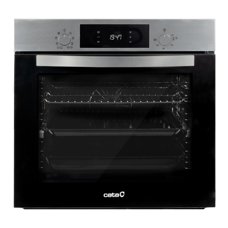 Forno multifunção de encastre CATA MDS 8008 X, 8 funções, inox e vidro preto, CE.A, 40ºC-240ºC, 80 lt, 60 cm