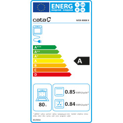 Forno multifunção de encastre CATA MDS 8008 X, 8 funções, inox e vidro preto, CE.A, 40ºC-240ºC, 80 lt, 60 cm