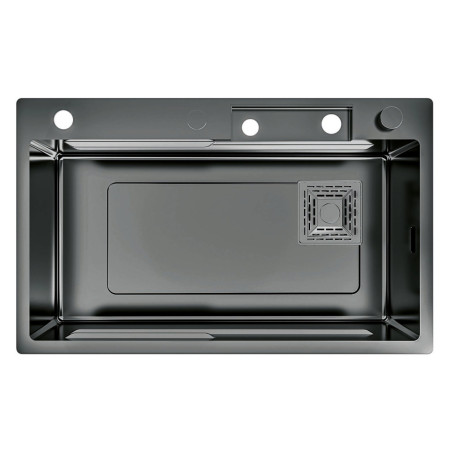 Lava louça CATA CDC 75 40 SBK, uma pia sem escorredor, inox preto, aplicação superior, 750 x 450, MOD.800 mm