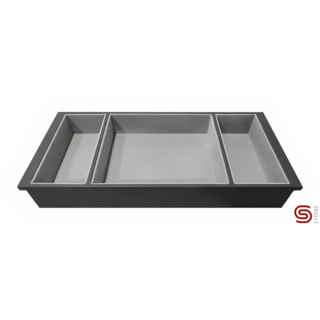 Porta jóias p/roupeiro STRONG StrongIn, 3 compartimentos, MDF revestido a couro art. antracite, P.176 x A.50 x L.373, MOD.400 mm