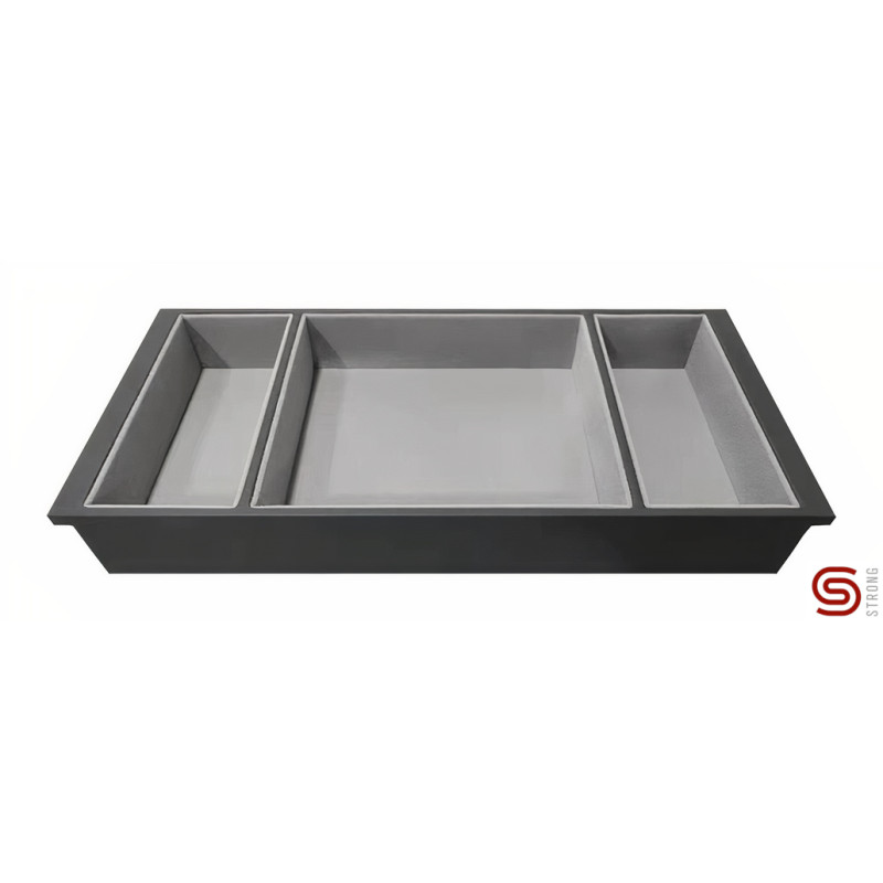 Porta jóias p/roupeiro STRONG StrongIn, 3 compartimentos, MDF revestido a couro art. antracite, P.176 x A.50 x L.473, MOD.500 mm