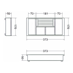 Porta jóias p/roupeiro STRONG StrongIn, 4 comp. + anéis, MDF revestido a couro art. antracite, P.176 x A.50 x L.373, MOD.400 mm