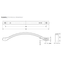 Puxador atual, asa ponte SCH 816.128.58, zamak níquel satinado, 2 furos distância 128, L.10 x A.26 x C.152 mm