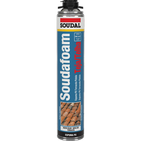 Espuma de poliuretano SOUDAL SOUDAFOAM TT para telhas GUN (pistola), 130449, terracota, 750 ml