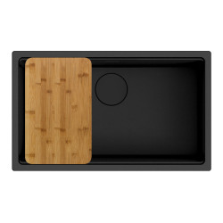 Lava louça RODI COMPOSITE AMBAR 70 MIDNIGHT, uma pia sem escorredor, compósito, apl. sup. ou inf., 750 x 452, MOD.800 mm