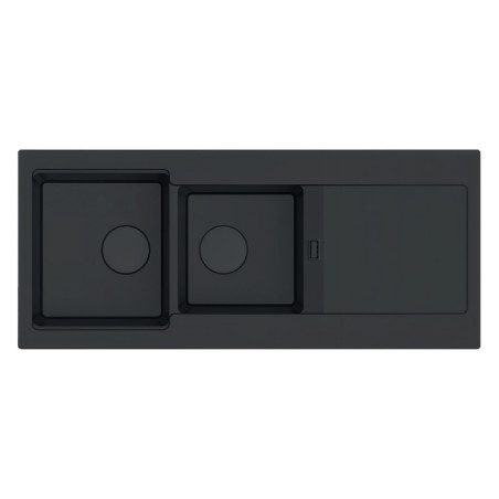 Lava louça RODI COMPOSITE AMBAR 116 MIDNIGHT, duas pias com escorredor, compósito, aplicação superior, 1160 x 500, MOD.900 mm