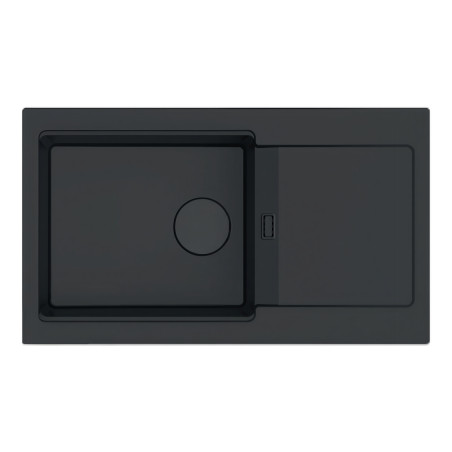 Lava louça RODI COMPOSITE AMBAR 86 MIDNIGHT, uma pia com escorredor, compósito, aplicação superior, 860 x 500, MOD.600 mm