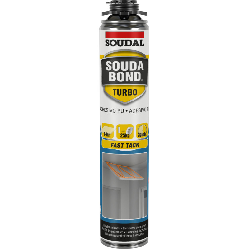 Cola de espuma de poliuretano SOUDAL SOUDABOND TURBO GUN (pistola), 153175, 750 ml