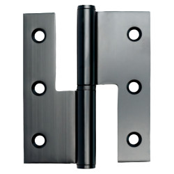 Dobradiça balanço cantos retos P10B para porta, lacado preto, 3,5", 90 x 76 x 2,5 mm, esquerda
