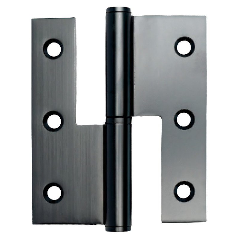 Dobradiça balanço cantos retos P10B para porta, lacado preto, 3,5", 90 x 76 x 2,5 mm, esquerda