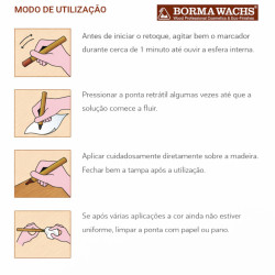 Marcador de retoque para madeira e derivados BORMA WACHS HOLZmarker, branco 50/30 gloss (brilho)