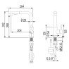 Misturadora/torneira CATA XSE, monocomando de bica giratória, aço inox satinado, corpo Ø.54/28, P.264 x A.332/290 mm
