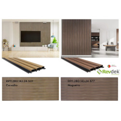 Perfil ripado p/interior RP11, plástico alveolar revestido c/tiras PVC carvalho, 2800 x 143 x 24 mm (caixa c/2 m2)