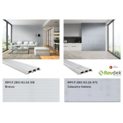 Perfil ripado p/interior RP11.F, plástico alveolar todo revestido PVC calacatra, 2800 x 143 x 24 mm (caixa c/2 m2)