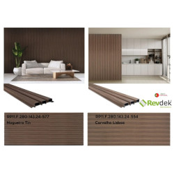 Perfil ripado p/interior RP11.F, plástico alveolar todo revestido PVC calacatra, 2800 x 143 x 24 mm (caixa c/2 m2)