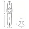 Puxador rústico, espelho alto rectangular c/bola grande Sofima 450, zamak bronze, Ø.55 x P.61 x L.43 x A.238 mm