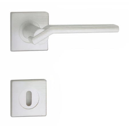 Puxador 2 espelhos quadrados c/manete rectangular Sofima 432, zamak níquel escovado, P.57 x L.52/124 x A.52 mm