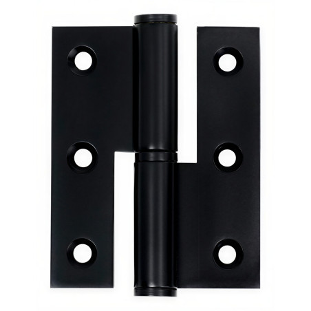 Dobradiça meio balanço P5B para porta, inox lacado preto, 3,5", 90 x 65 x 2,5 mm, esquerda