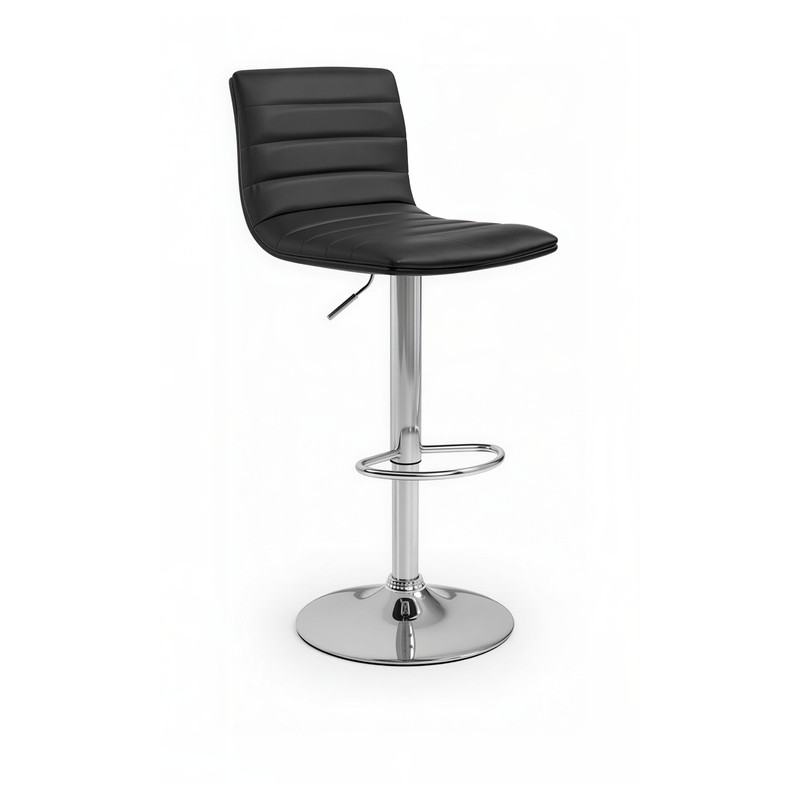 Banco bar regulável c/apoio para pés 836WY-451G, PU preto, 39 x 47 x A.88-103,5 mm