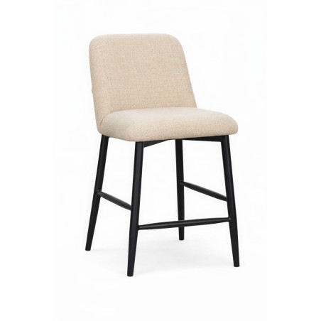 Banco bar c/apoio para pés 922BY4037B, pé preto, tecido bege, 57 x 49 x A.65 assento x 94 mm