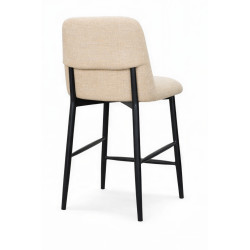 Banco bar c/apoio para pés 922BY4037B, pé preto, tecido bege, 57 x 49 x A.65 assento x 94 mm
