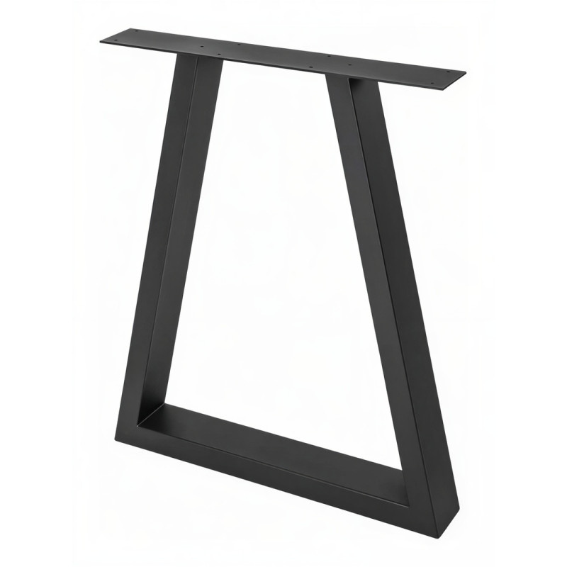 Pé/perna para mesa estilo industrial, trapézio, tubo preto 4 x 8, A.72 regulável x L.60 cm (unidade)