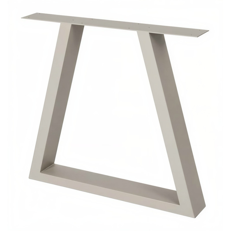 Pé/perna para mesa estilo industrial, trapézio, tubo bege 4 x 8, A.72 regulável x L.70 cm (unidade)