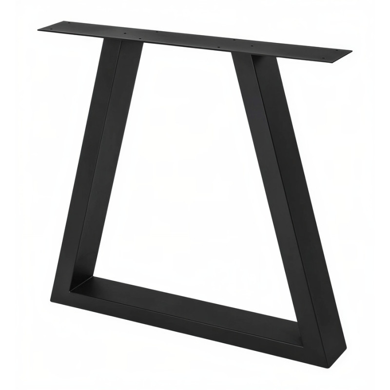 Pé/perna para mesa estilo industrial, trapézio, tubo preto 4 x 8, A.72 regulável x L.70 cm (unidade)