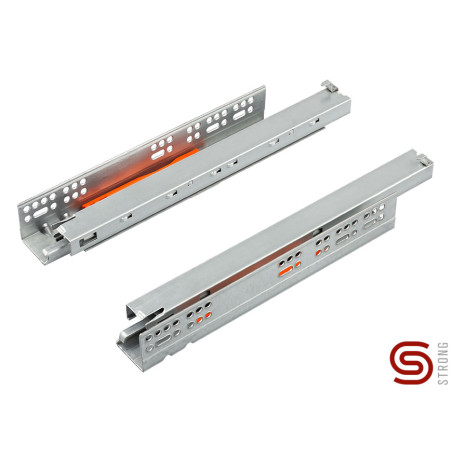 Corrediça c/PUSH-to-open Tic-Tac p/STRONG StrongMax, silenciosa, extração total, esq. + dir., 40 kg, C.550 mm (juntar lateral)