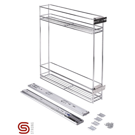 Cesto duplo fixação lateral STRONG StrongWire, 2 cestos, aram. crom., L.88 x P.475 x A.470, MOD.150 mm (QUAL. RED., junt. corr.)