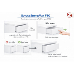 Corrediça c/PTO/PUSH-to-open Tic-Tac p/STRONG StrongMax, silenciosa, extração total, esq. + dir., 40 kg, C.450 mm (juntar lat.)