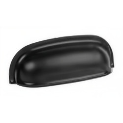 Puxador clássico, concha curva Nesu 7334NE, ABS preto, 2 furos distância 64, C.88 x P.18 x A.32 mm