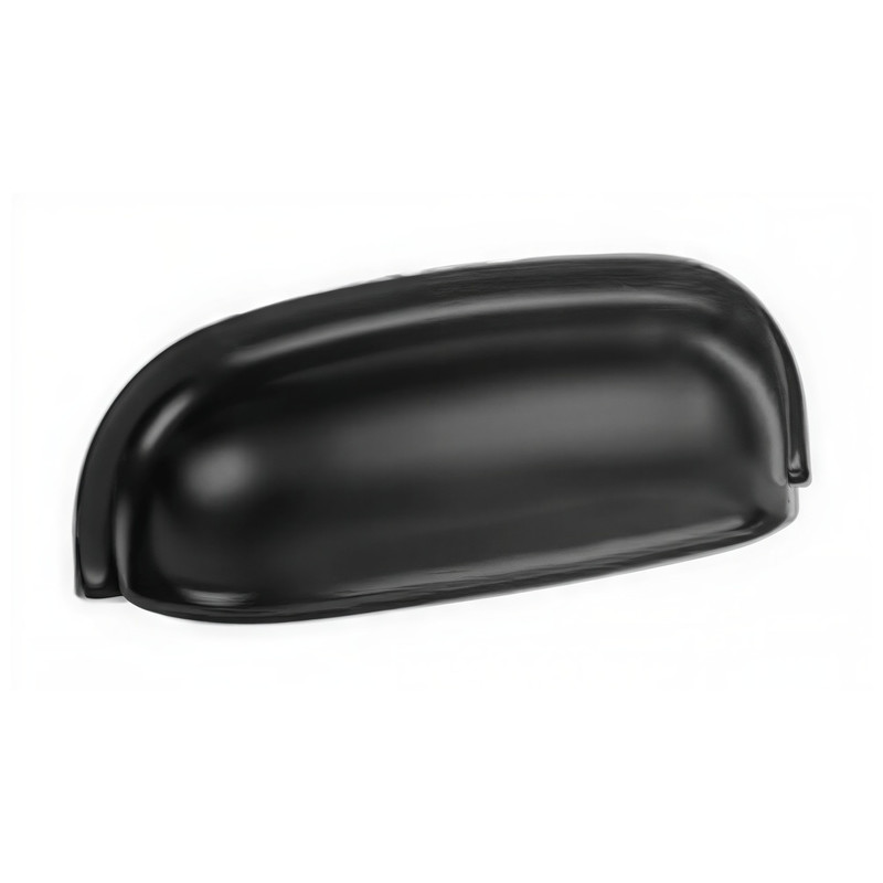 Puxador clássico, concha curva Nesu 7334NE, ABS preto, 2 furos distância 64, C.88 x P.18 x A.32 mm