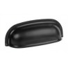Puxador clássico, concha curva Nesu 7334NE, ABS preto, 2 furos distância 64, C.88 x P.18 x A.32 mm