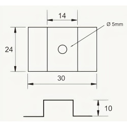 Acessório de fixação para pavimento deck 01, inox, A.10 x L.24 x C.30 mm