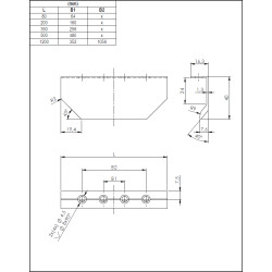 Puxador atual perfil, asa TULIP Lori II 480/500, alumínio imitação inox, 2 furos distância 480, P.40 x A.7,6 x C.500 mm