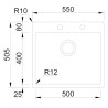 Lava louça RODI BOX LUX 57, uma pia sem escorredor, inox escovado, aplicação superior ou á face (B), 550 x 505, MOD.600 mm
