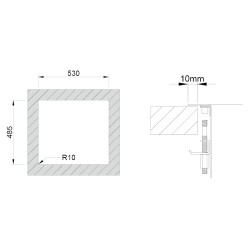 Lava louça RODI BOX LUX 57, uma pia sem escorredor, inox escovado, aplicação superior ou á face (B), 550 x 505, MOD.600 mm