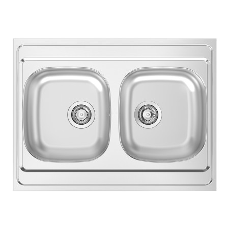 Lava louça RODI POUSAR 800x600 BB, duas pias sem escorredor, inox não polido, pousar, 800 x 600 mm