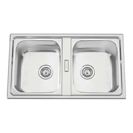 Lava louça RODI OKIO LINE 86 BB, duas pias sem escorredor, inox polido, encastrar, 860 x 500, MOD.900 mm
