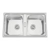 Lava louça RODI OKIO LINE 86 BB, duas pias sem escorredor, inox polido, encastrar, 860 x 500, MOD.900 mm