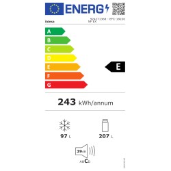 Frigorífico combinado livre Total No Frost EDESA EFC-18220 NF EX, inox, 2 portas, 243kWh, 207+97L, P.0,595 x L.0,55 x A.1,86 m