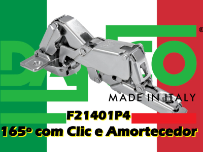 Dobradiça DANCO reta com clic e amortecedor 165º